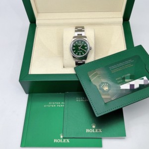 Sra. Rolex rendimiento mecánico Rolex 277.200 ostras permanente 31 medidores juego completo de bandeja verde oliva