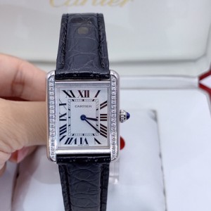 Lady Cartier quartz Performance cargo Cartier tank trompeta trasera con relojes de mujer de cuarzo de diamante