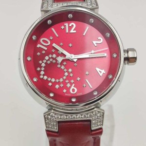 Reloj de cuarzo de Sra. Louis Vuitton reloj de pulsera de mujer de 34 mm de cuarzo con diamantes de la serie Tambour