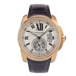 Cartier 42 metros de diámetro 18k rosa dorada perforación trasera reloj mecánico masculino automático