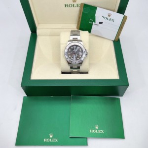 Sra. Rolex rendimiento mecánico carga Rolex yate famoso 37 metros de diámetro placa gris juego completo de relojes automáticos femeninos