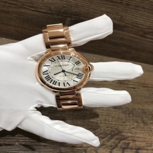 Globo azul Cartier grande 18k rosa dorada con juego completo de relojes masculinos mecánicos automáticos