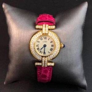 Sra. Cartier 925 relojes femeninos de cuarzo con diamante en plata y oro