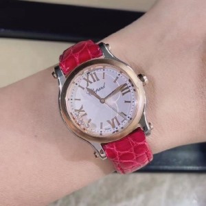 Relojes femeninos de cuarzo dorado en la serie de diamantes felices de Chopin