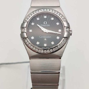 Reloj de pulsera de mujer de 27 mm de cuarzo con diamante de acero fino de la serie de constelaciones de reloj de cuarzo de la Sra. Omega