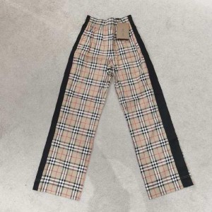 Pantalones casuales de la Sra. bobery pantalones largos a cuadros negros en el lado talla 4