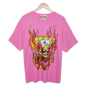 モスキーノレディースTシャツピンクスポンジベビープリント半袖Tシャツ