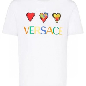 Camiseta Versace Versace logotipo Versace love embroidery camiseta de manga corta para hombres y mujeres