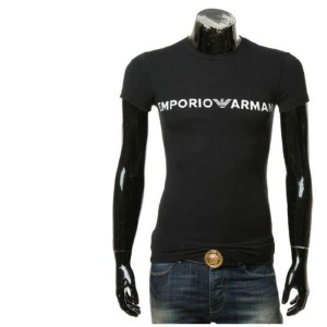 Aprio Armani camiseta de cuello redondo de manga corta elástica para hombres con logotipo de águila de manga corta