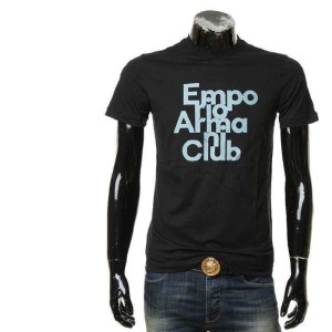 Aprio Armani camiseta de cuello redondo de manga corta impresa con letras de manga corta para hombres