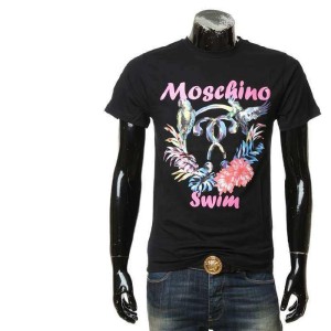 Moscino hombres moda de manga corta estampado casual camiseta de cuello redondo de manga corta