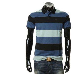 Camiseta polo de manga corta a rayas para hombres con sello de águila aprio Armani