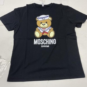 モスキーノTシャツMOSCHINO黒ネイビー胸ベアー白黒半袖TシャツM