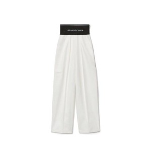 Pantalones casuales de la Sra. Alexander wang, pantalones blancos de cintura alta y piernas anchas de wang, Talla 12