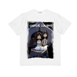 Charlie Luciano de manga corta s yarda arridin shindeng Tee White