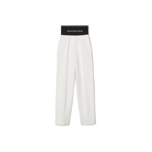 Pantalones casuales de la Sra. Alexander Wang pantalones casuales de cintura alta letras logotipo pantalones casuales de tubo recto pantalones casuales blancos talla 0