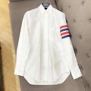 Tom Brown camisa para hombres tb sambrowne nueva camisa blanca Oxford brazalete cuatro barras rayas camisa casual de manga larga talla 2