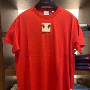 博柏利Tシャツ男女同型赤ゆったり版カジュアル丸首半袖