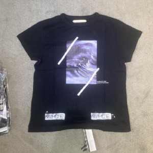 Camiseta off - White primera generación olas negras mangas cortas