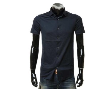 Aprio Armani camisa para hombres algodón adelgazamiento camisa elástica para hombres de manga corta