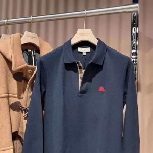 Blusa masculina Burberry estándar de caballo de batalla masculino polo azul tibetano de manga larga