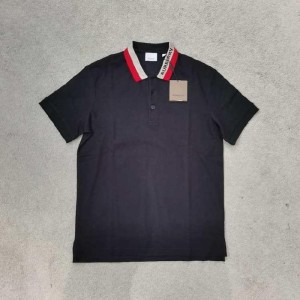 Bobery de manga corta solapa roja polo camisa negra XL