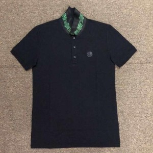 Camiseta para hombres Versace camiseta de verano azul tibetano corbata de moda patrón camisa polo de manga corta