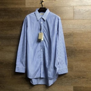 Camisa de hombre bobery camisa de manga larga bordada a rayas azules de hombre bobery