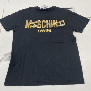 モスキーノTシャツMOSCHINO黒金文字クマ半袖TシャツL