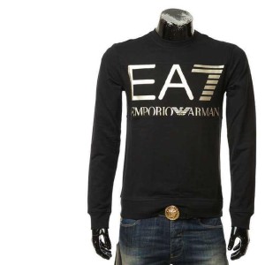 Aprio Armani Men s Long Sleeve bronceado logo camiseta de cuello redondo de manga larga