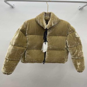 Chaqueta de plumón de la Sra. mengkou, chaqueta de plumón brillante de terciopelo dorado en oto?o e invierno, chaqueta de pan esponjosa y corta