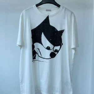 モンクレールメンズTシャツモンクレールメンズ白黒猫プリント半袖Tシャツ