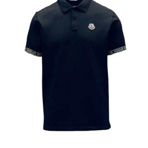 Manga corta para hombres de boca mongola con empalme azul y logotipo de la letra de la cinta logotipo casual polo manga corta