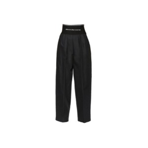 Pantalones casuales de la Sra. Alexander Wang pantalones altos y rectos pantalones negros de 4 yardas