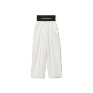 Pantalones casuales de la Sra. Alexander Wang pantalones blancos de cintura alta y piernas anchas de 12 yardas