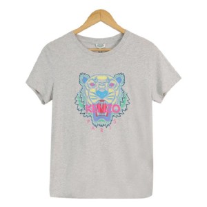 Camiseta de la Sra. Kenzo Kenzo camiseta de manga corta estampada de cabeza de tigre gris