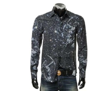 Aprio Armani camisa masculina estrella constelación camisa de manga larga