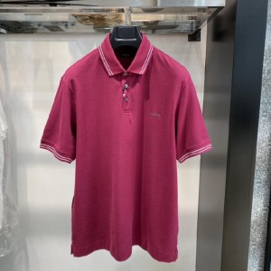 Camiseta para hombres Denia moda roja oscura a rayas y ocio de negocios polo de manga corta camiseta polo talla XL para hombres