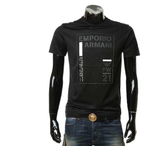 Aprio Armani Hombre camiseta de manga corta con etiqueta de águila de algodón mercerizado