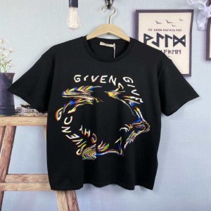 ジバンシーメンズTシャツ夏のブラックカジュアルゆったりシルエット丸首半袖トップス