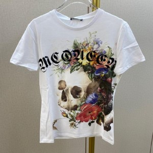 アレクサンダー?マックンレディースTシャツ女性用半袖スカルヘッド特価