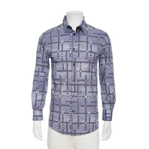 Versace camisa masculina estampada de manga larga