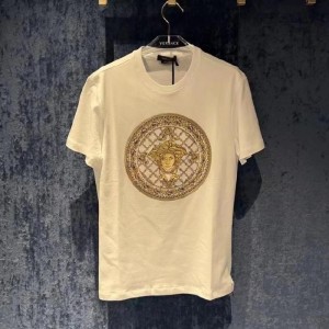 ファン?サンチョルメンズトップスVERSACEファン?サンチョルフォーマルラインメデューサアイコンメンズクルーネック半袖Tシャツ