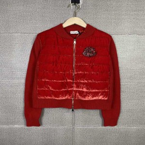 Chaqueta de la Sra. mengkou chaqueta de oto?o e invierno empalmada chaqueta de plumón, pecho de cuentas, blusa roja