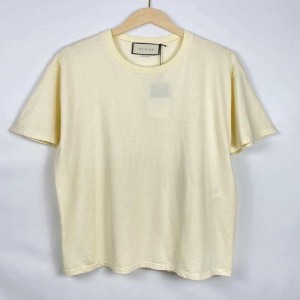 グッチメンズTシャツ夏ベージュピュアカラーゆったり半袖トップス