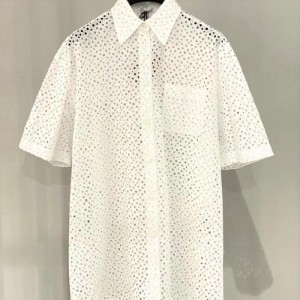 Camisa de la Sra. Miao camisa blanca hueca