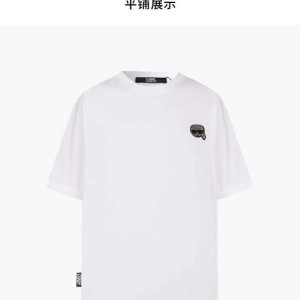 カール?ラガーフェルドメンズTシャツカールラガーフェルドサマーIKONIKドリルゆったり半袖TシャツXLサイズ