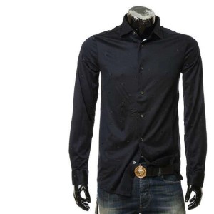 Camisas para hombres de aprio Armani bordadas con águila, camisas de manga larga de algodón de punto