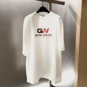 Camiseta de balenciaga para hombres, camiseta de mujer para hombres, la misma camiseta de manga corta casual de primavera y verano, impresión GW blanca, talla m