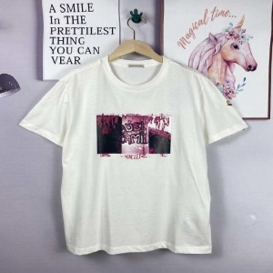 モンクレールTシャツ男女同型プリント柄おしゃれゆったり半袖トップス